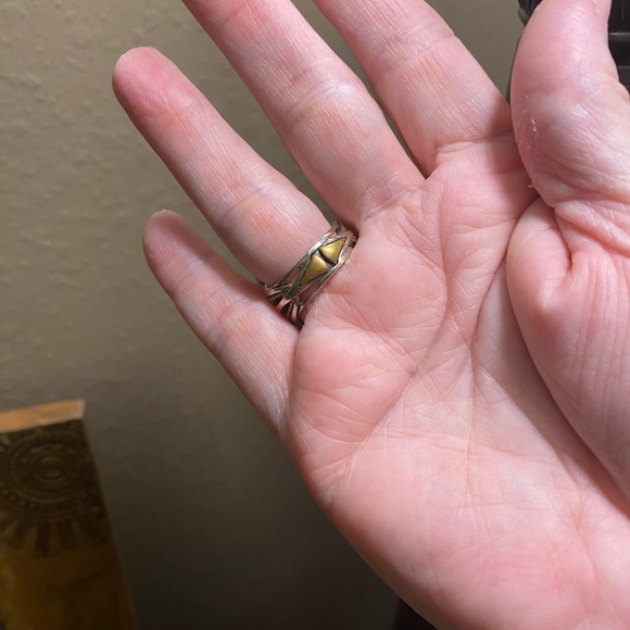 Echo of the Dreamer Sterling Turquoise and Peridot Ring sz 8 - Picture 4 of 4